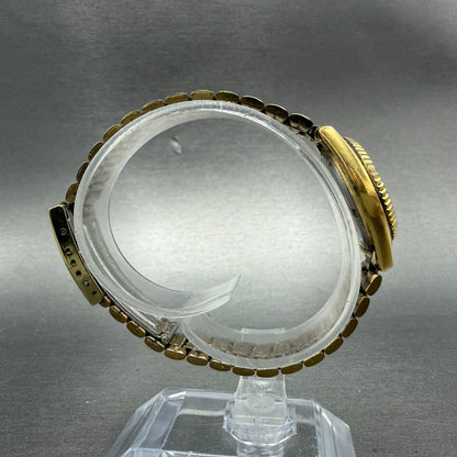 Seiko SQ Watch Women 24mm Black Dial Gold Tone Daydate READ!!!! 3E23-0A60 NewBat8