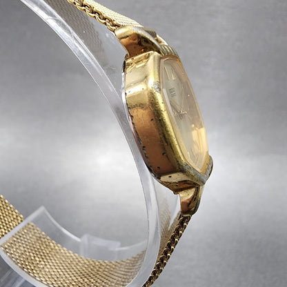 Seiko Watch Women 22mm Champagne Dial Gold Tone Octagon 34215140 New Battery3