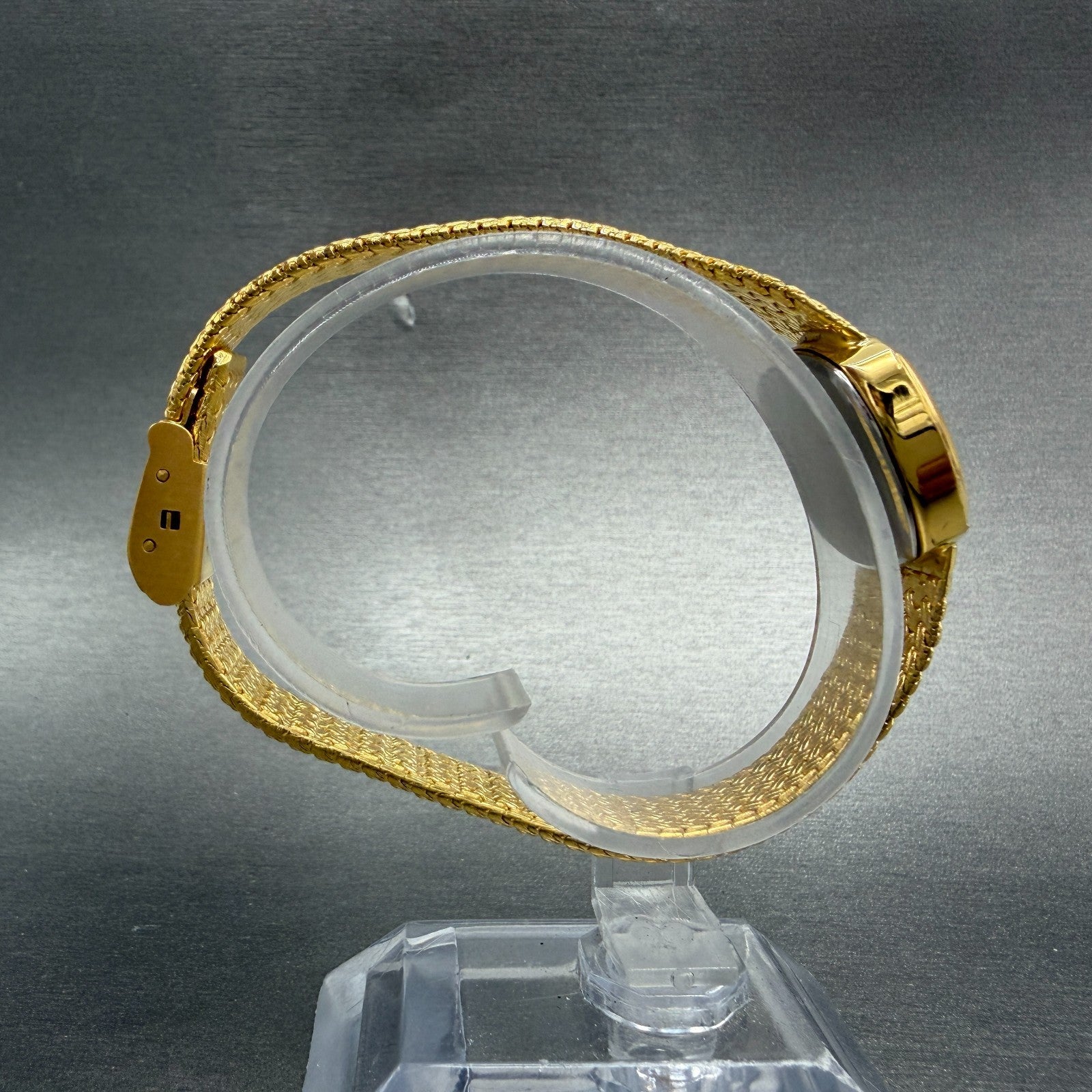 Elgin Watch Women 22mm Gold Dial Gold Tone Rectangle FK267 New Battery VTG ABC8