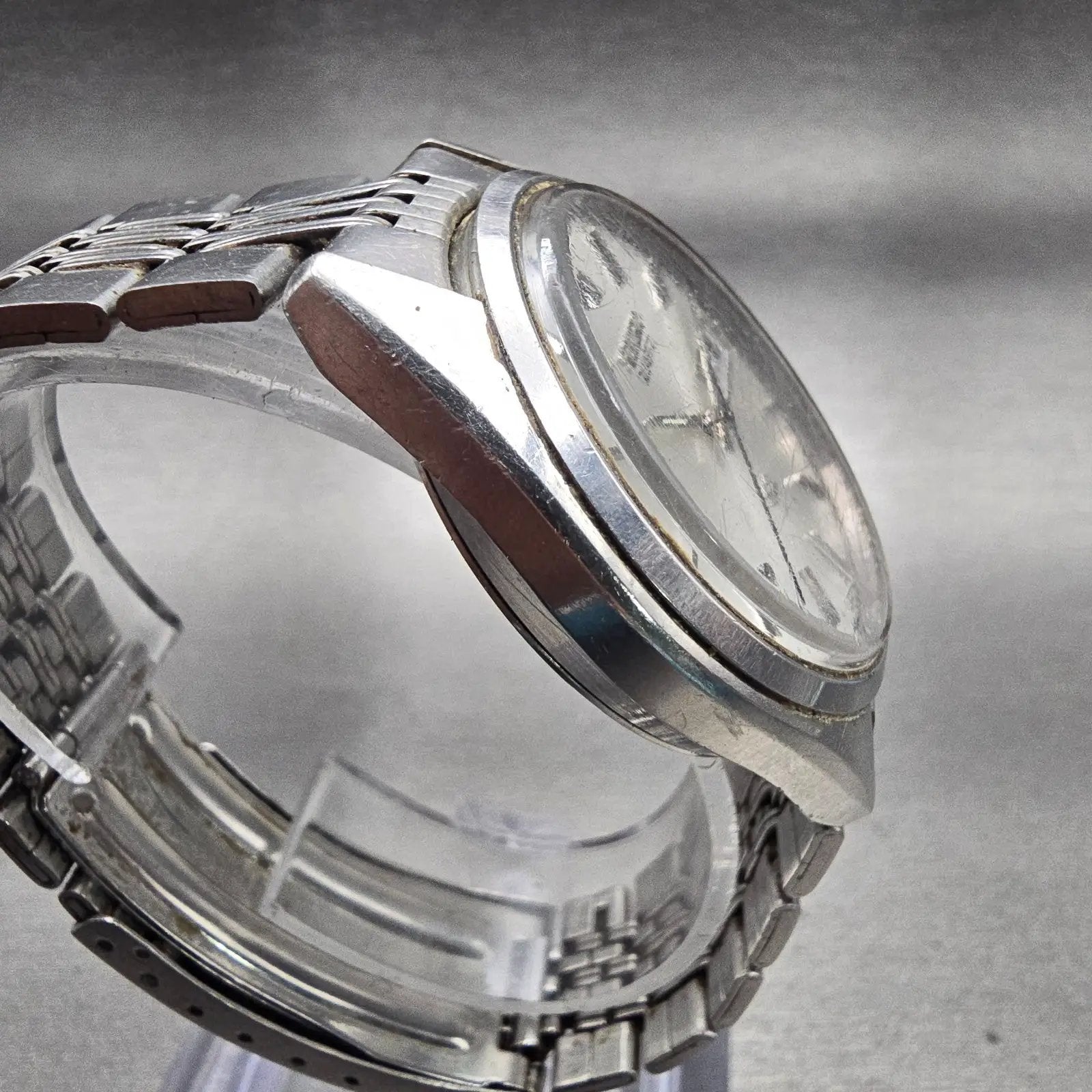 Seiko SQ Watch Men 36mm Silver Dial Silver Tone Daydate Round 4336-8089 New Batt3