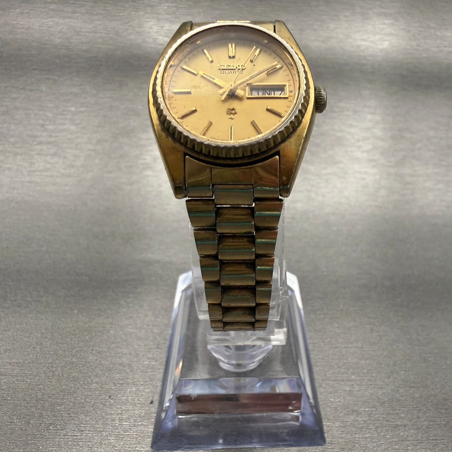 Seiko SQ Watch Women 25mm Gold Dial Gold Tone Daydate Round 2626-0159 New Batt5
