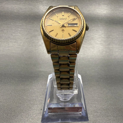 Seiko SQ Watch Women 25mm Gold Dial Gold Tone Daydate Round 2626-0159 New Batt5