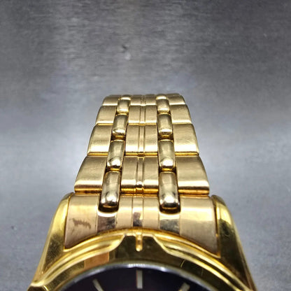 ELgin Watch Men 36mm Blue Dial Gold Tone Daydate Round FC336B New Battery4