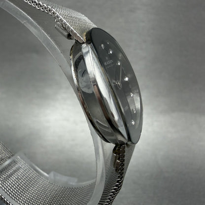Skagen Watch Women 26mm Black Dial Silver Tone Oval Mesh Band 589SSSB New Batt3