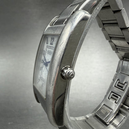 Coach Lexington Tank Watch Women 23mm MOP Dial Silver Tone Rectangle New BattABC2