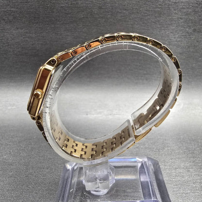 Seiko Tank Watch Women 17mm Champagne Dial Gold Tone Rectangle 1N01-0FH0 NewBatH6