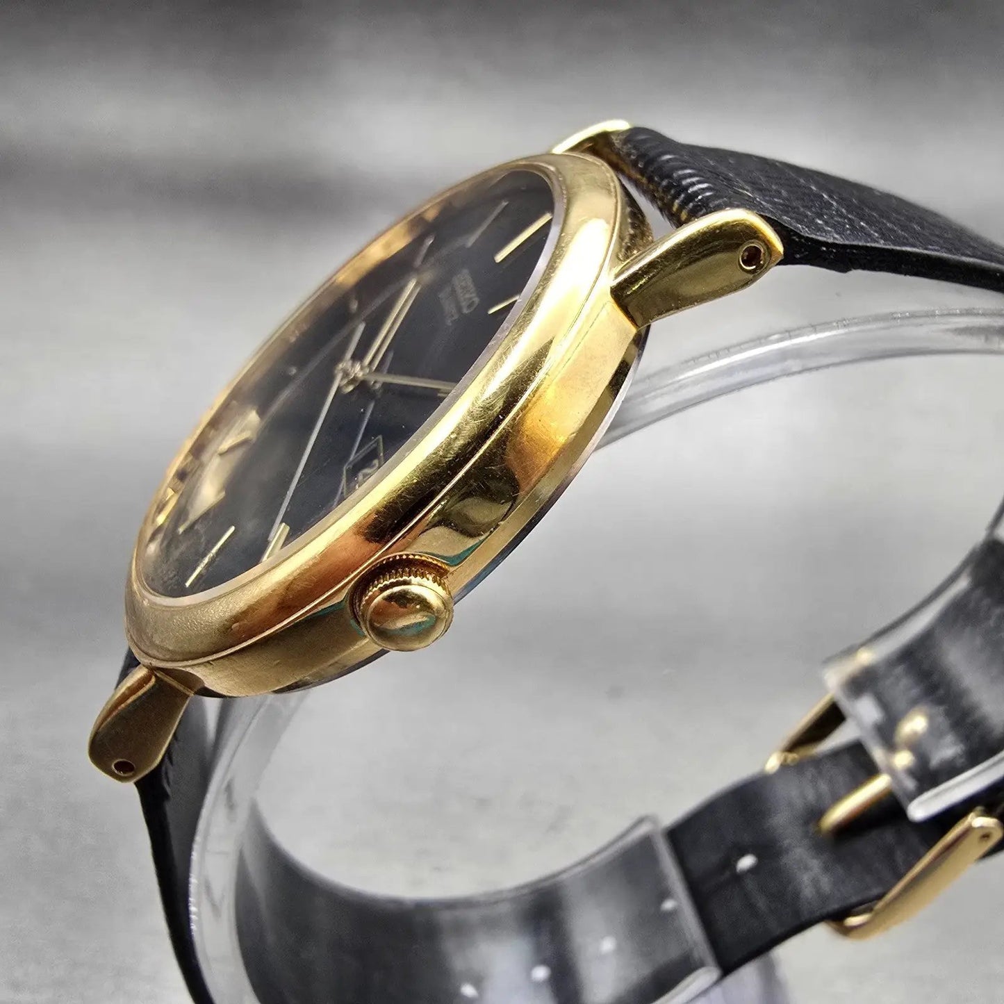 Seiko Watch Men 34mm Black Dial Gold Tone Date Round 7N22-8A09 New Battery VTG2