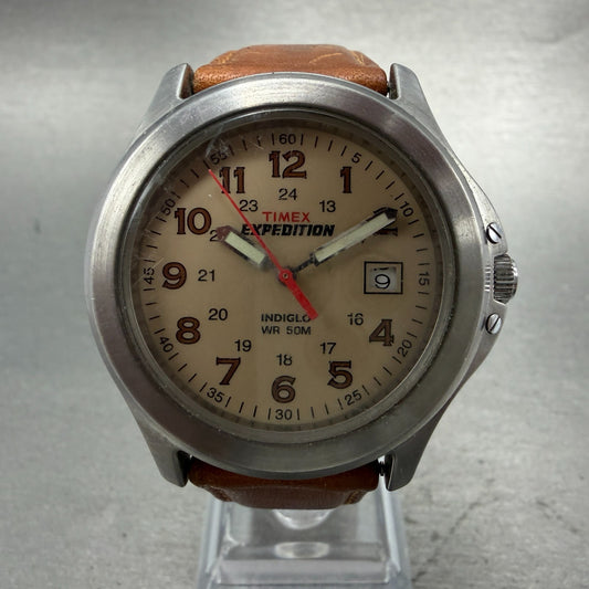 Timex Expedition Watch Men 39mm Brown Dial Silver Tone Date T44381 New Battery0