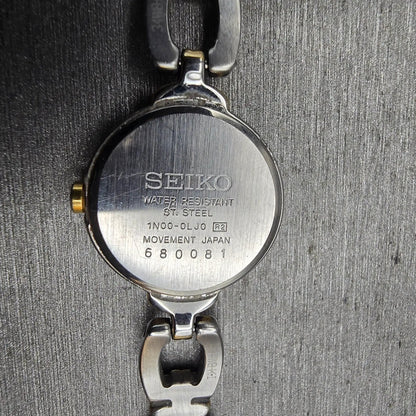 Seiko Watch Women 19mm White Dial Two Tone Round 1N00-0JL0 New Battery Vintage10