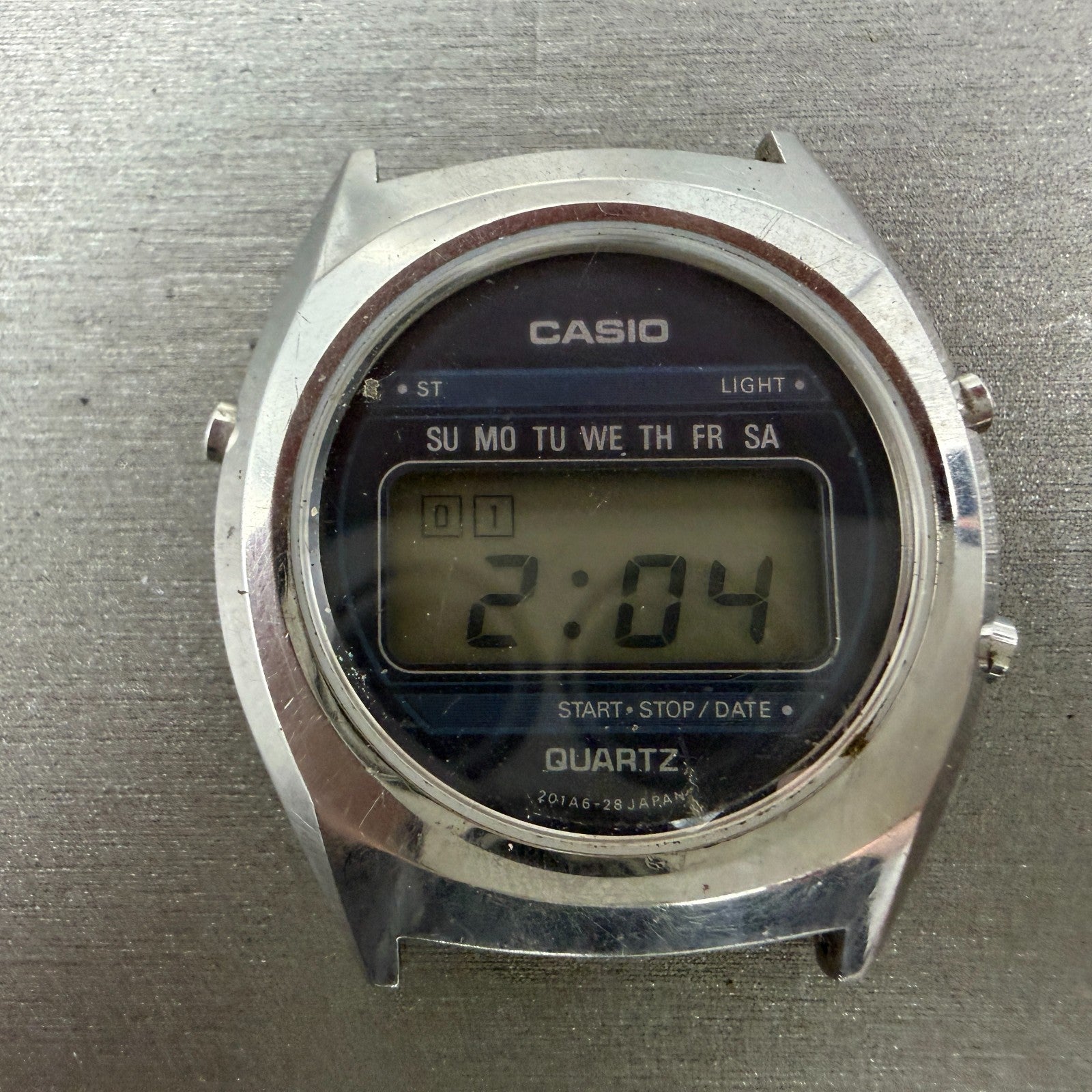 Casio 31QR29 Watch Men 34mm Digital Silver Tone Daydate Round New battery VTG1