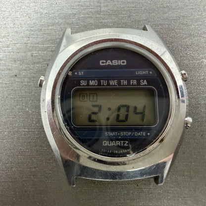 Casio 31QR29 Watch Men 34mm Digital Silver Tone Daydate Round New battery VTG1