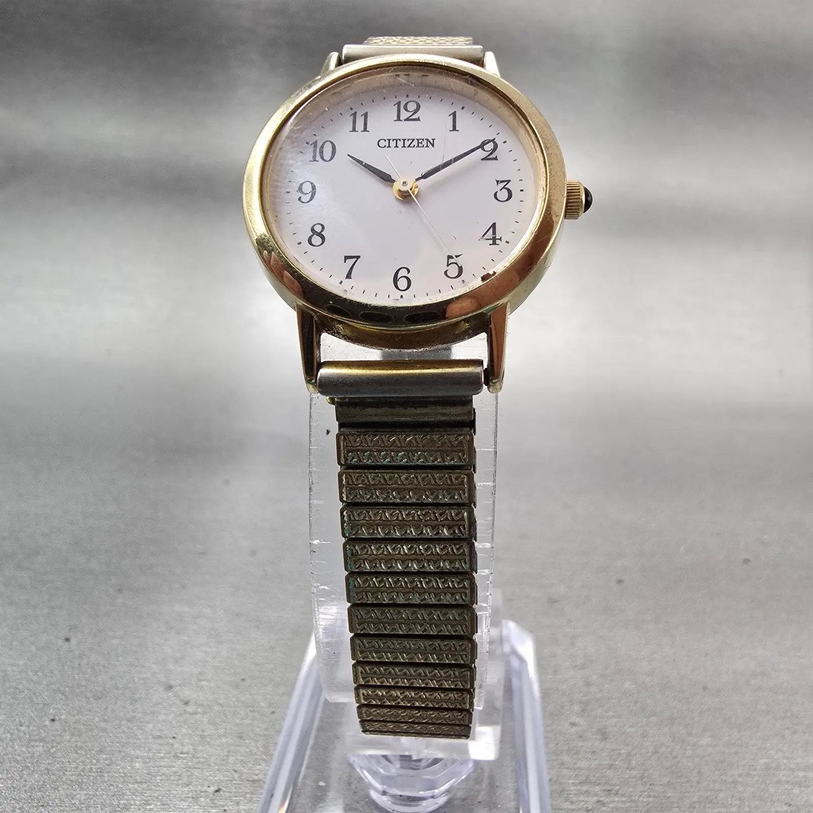Citizen Watch Women 24mm White Dial Gold Tone Round 5930-K006163 New Battery VTG5