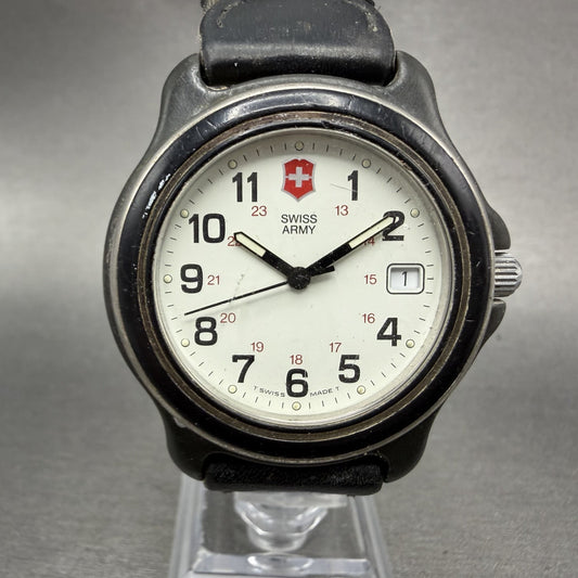 Victorinox Swiss Army Watch Men 39mm White Dial Black Tone Date Round BlackPARTS0