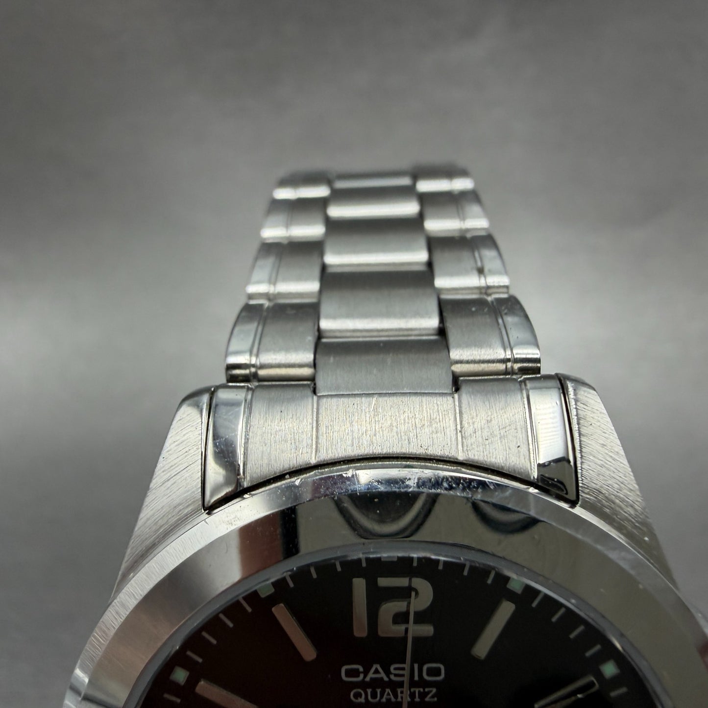Casio Watch Men 37mm Black Dial Silver Tone Date Round MTP-1215 New Battery4