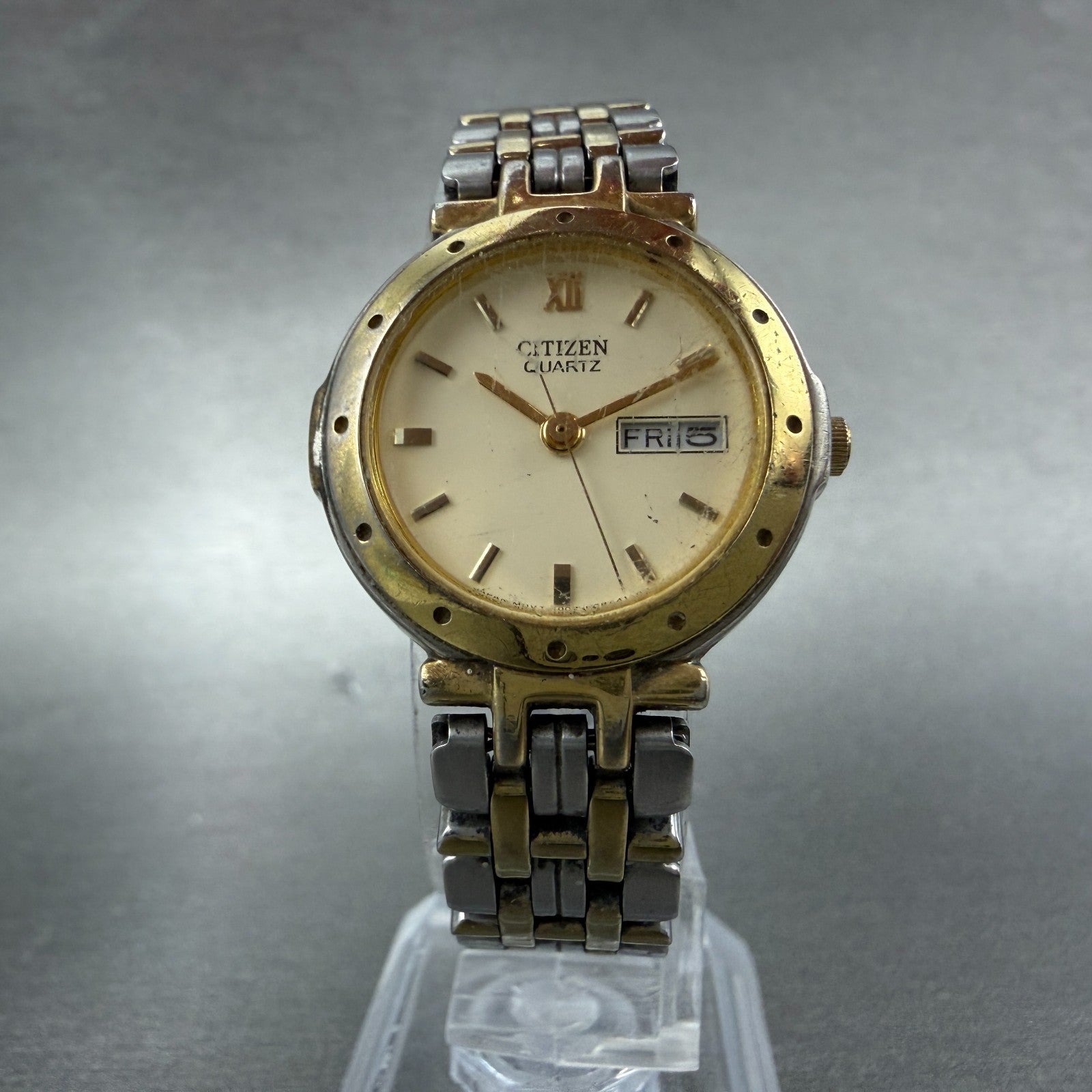 Citizen Watch Women 25mm Cream Dial Two Tone Daydate 1002-K12070 New Battery5