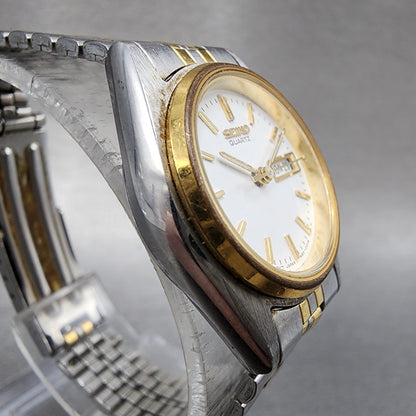 Seiko Watch Women 25mm White Dial Two Tone Daydate 7n430011 Round New BatteryBA3