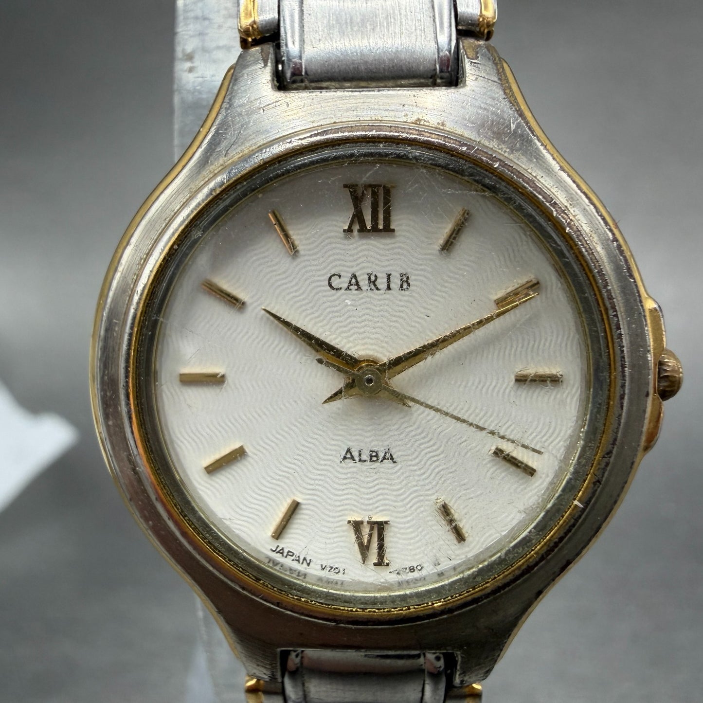 Seiko Alba Carib Watch Women 26mm White Dial Two Tone V701-2C40 New Battery1