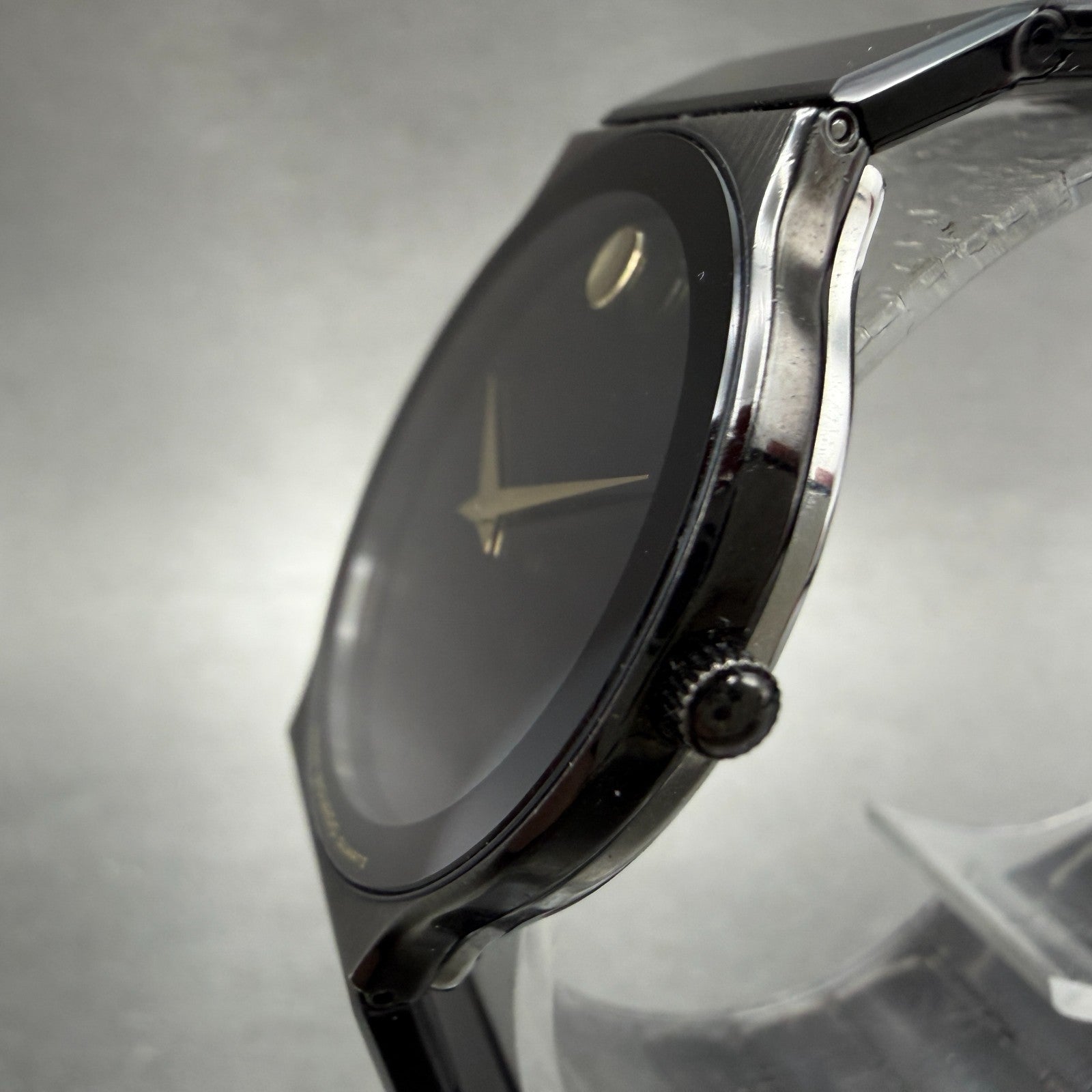Movado Museum Watch Men 32mm Black Dial Black Tone Round 84.C6.880 New Battery3
