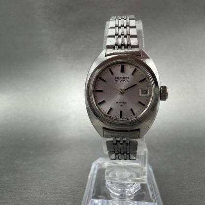 Seiko Automatic Watch Women 23mm Silver Dial Silver Tone Date 2205-0050 PARTS6