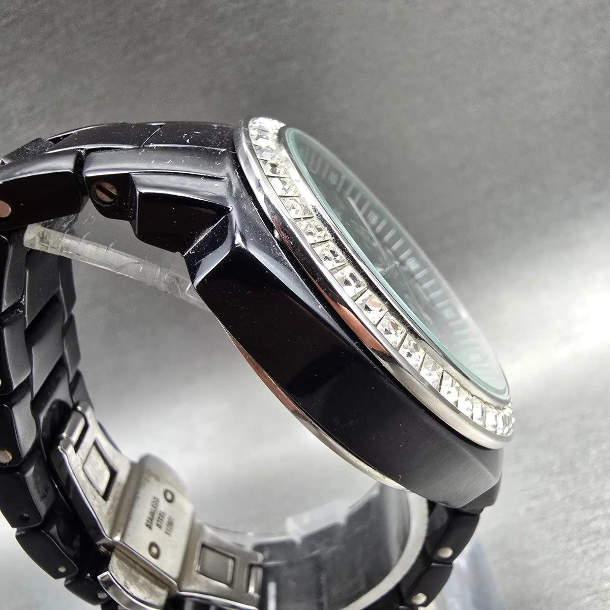 Michael Kors Watch Women 40mm Black Dial Chrono Date Gemmed MK5080 New Battery3