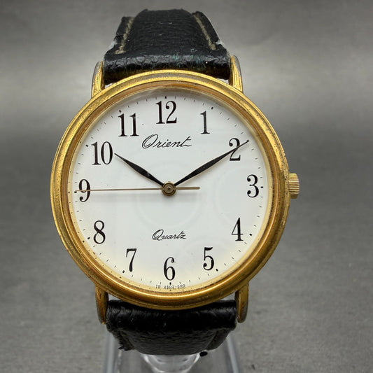 Orient Watch Men 31mm White Dial Gold Tone Round US02-A0 New Battery VTG0