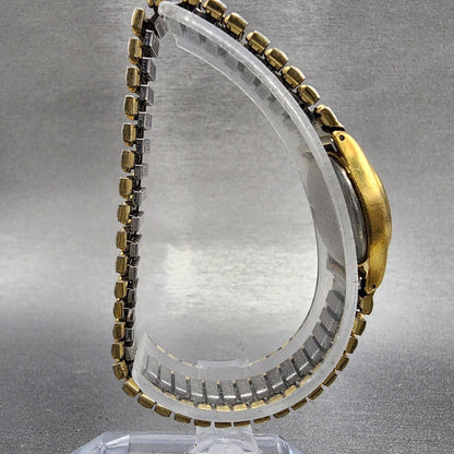 VTG Seiko Watch Women 20mm Gold Dial Gold Tone Round 1N010E19 New Battery9