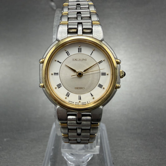 Seiko Dolce Watch Women 23mm White Dial Two Tone Round 3F31-0010 New Battery0