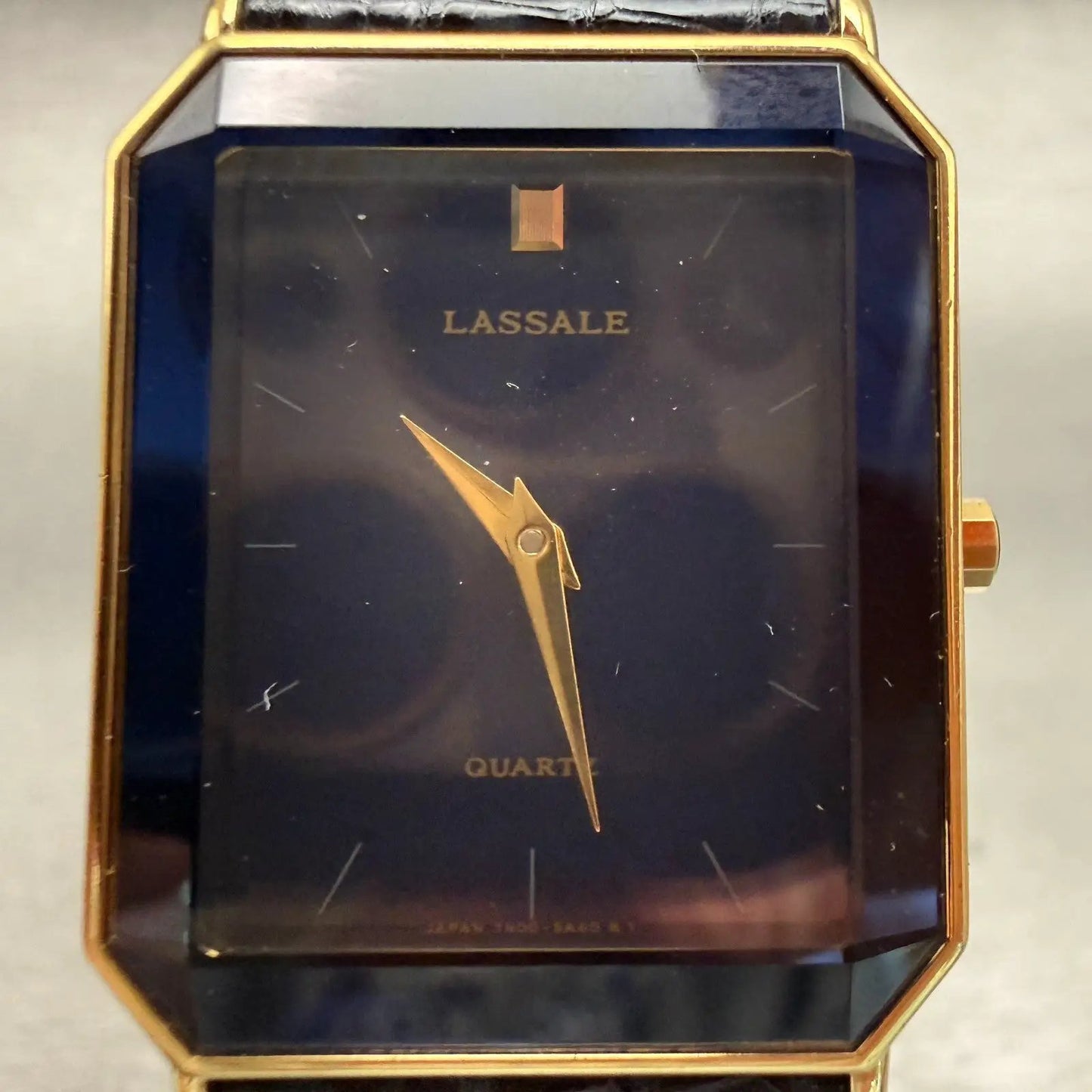 Seiko Lassale Watch Men 25mm Blue Dial Gold Tone Rectangle 7N00-5A4H New Battery1