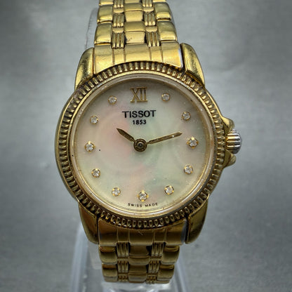 Tissot Watch Women 24mm MOP Dial Gold Tone Round C218/318C Round New Battery0