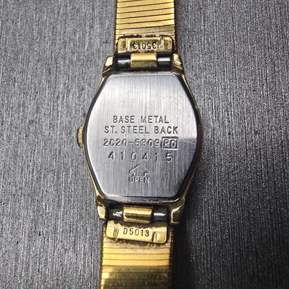 Seiko Watch Women 16mm Gold Dial Gold Tone Oval 2C20-5309 New Battery Vintage10