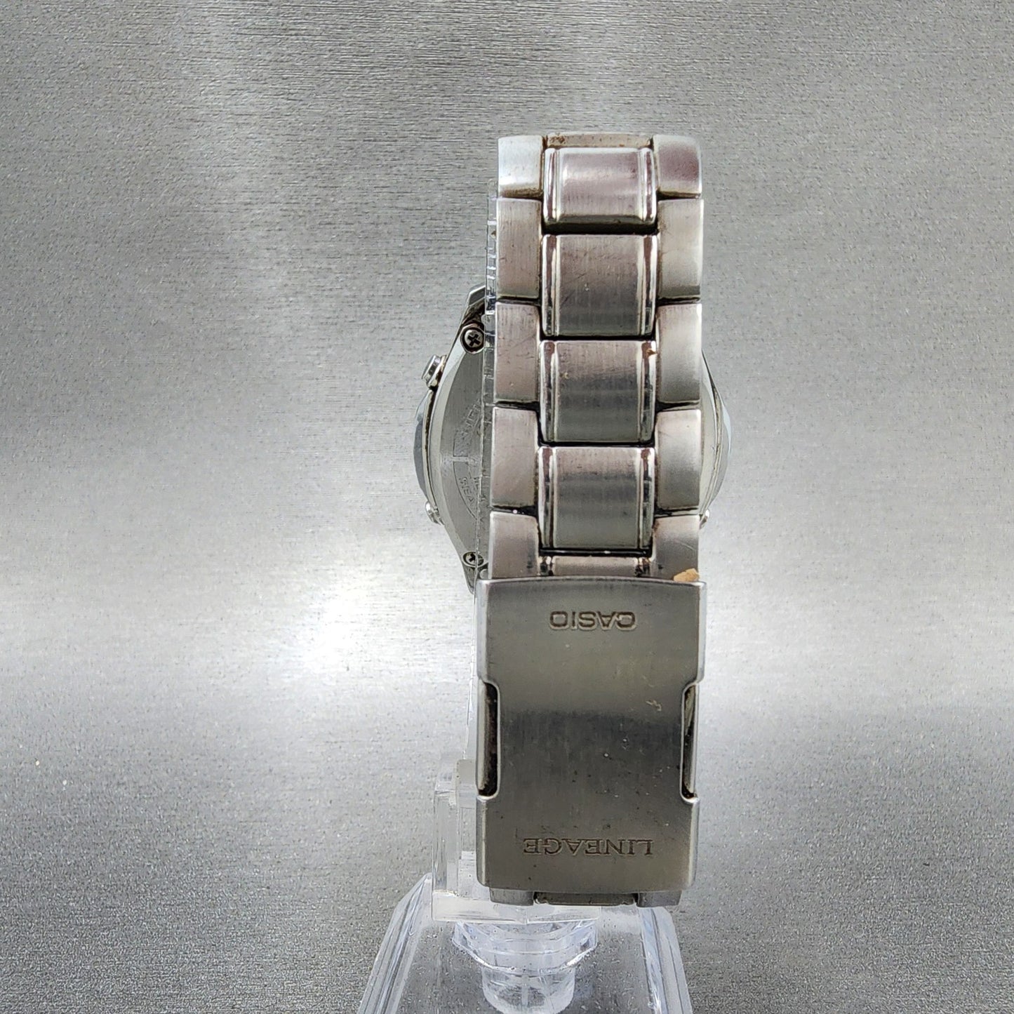 Casio Lineage Watch Men 40mm Blue Dial Silver Tone Analog Digital Solar Runs7
