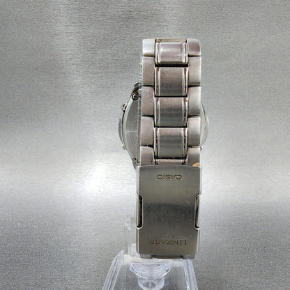 Casio Lineage Watch Men 40mm Blue Dial Silver Tone Analog Digital Solar Runs7