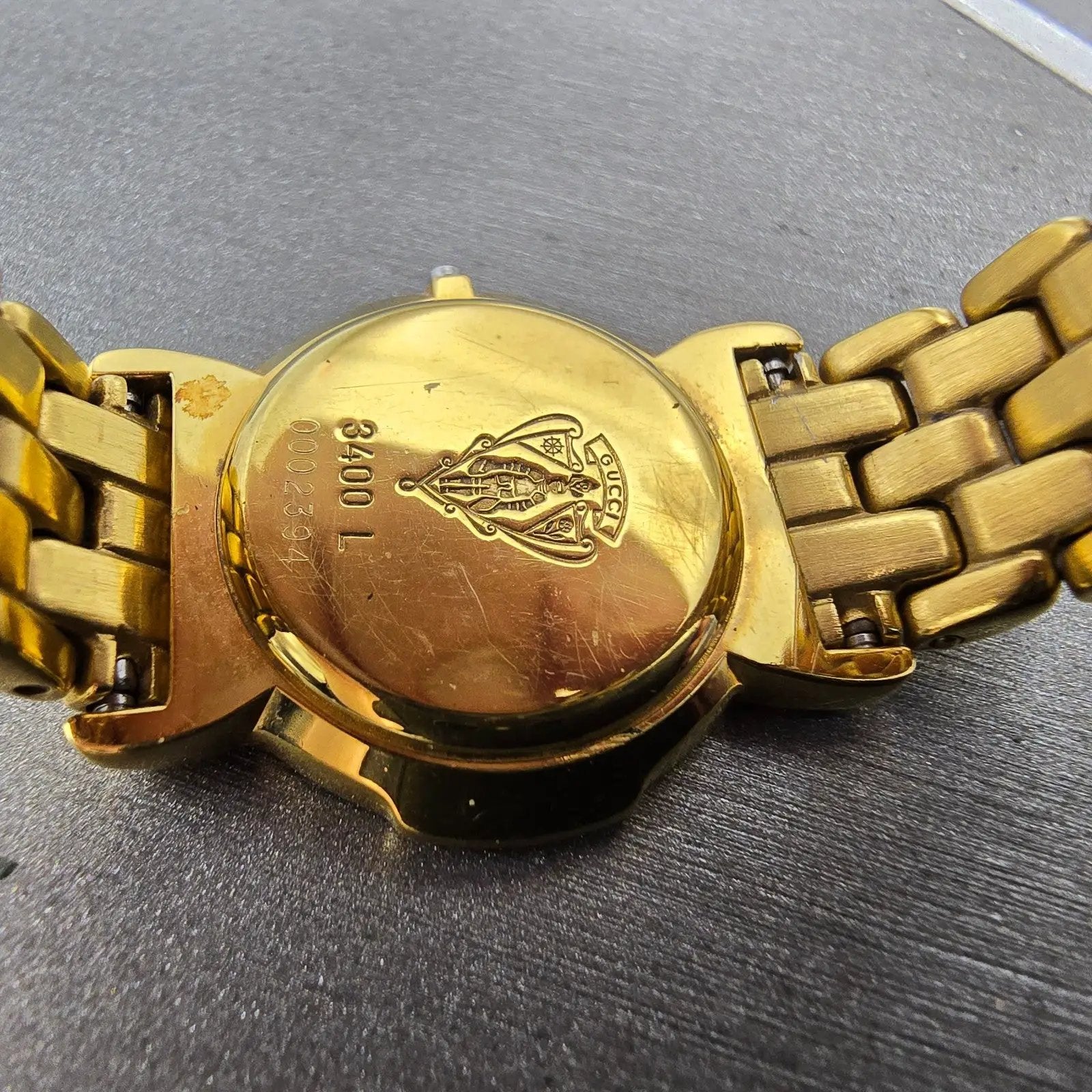 Gucci 3400L Case And Bracelet 23mm Gold Plated Round Vintage9