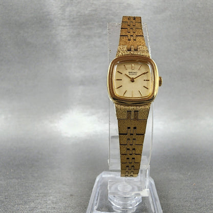 Seiko Tank Watch Women 16mm Champagne Dial Gold Tone 2c205739 New Battery5