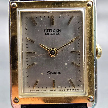 Citizen Seven Watch Women 20mm Silver Dial Two Tone Rectangle 2030-849684 NewBat1