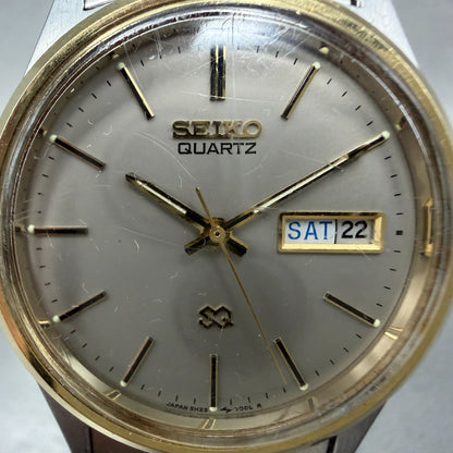 Seiko SQ Watch Men 34mm Silver Dial Two Tone Daydate Round 5H23-7009 New Battery1