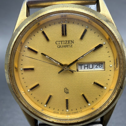 Citizen CQ Watch Men 36mm Gold Dial Gold Tone Daydate Round 6100-S96401 PARTS2
