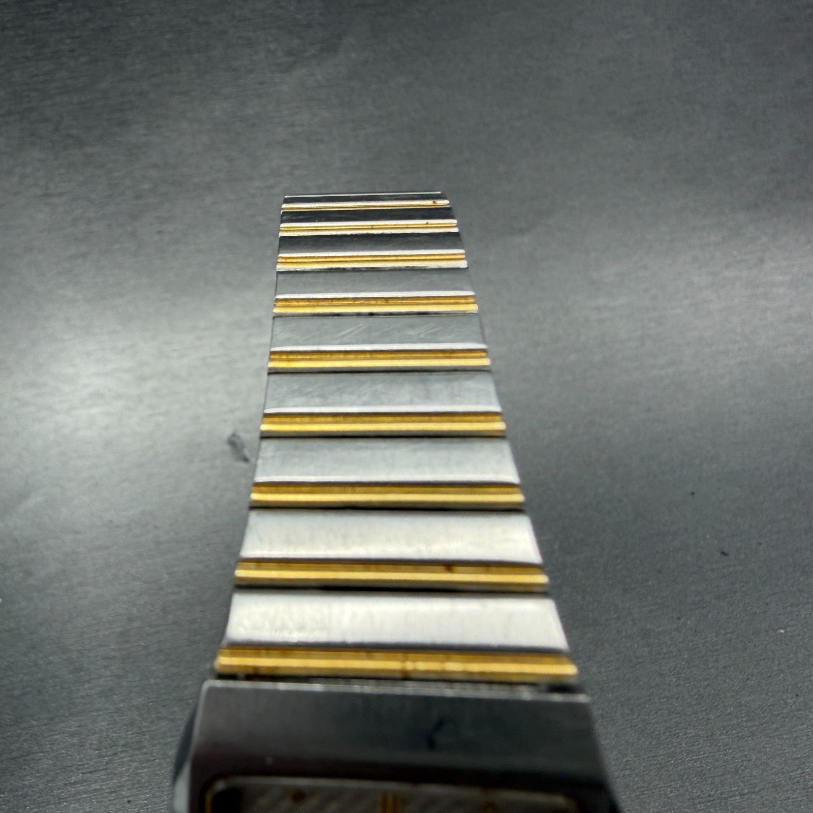 Seiko Tank Watch Men 26mm Silver Dial Two Tone Rectangle 5p31-5a69 New Battery4