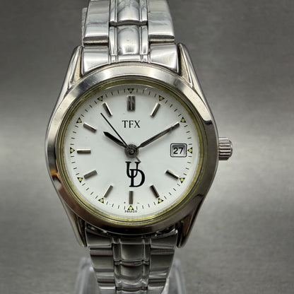 Bulova TFX Watch Women 26mm White Dial Silver Tone Date Round 36M00 New battery0