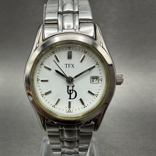 Bulova TFX Watch Women 26mm White Dial Silver Tone Date Round 36M00 New battery0