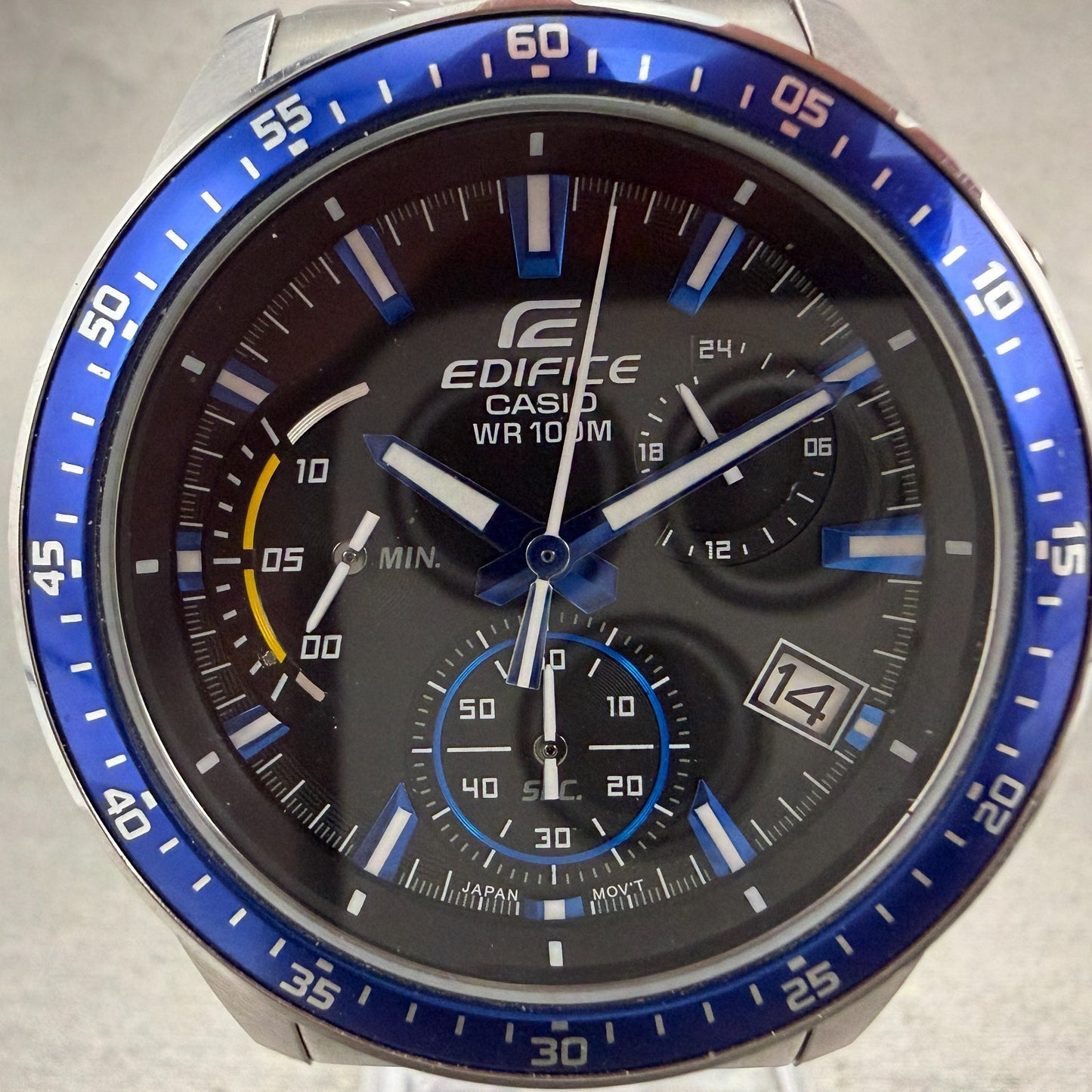 Casio Edifice Chronograph Watch Men 42mm Black Dial Steel Date EFV-540 New Batt1