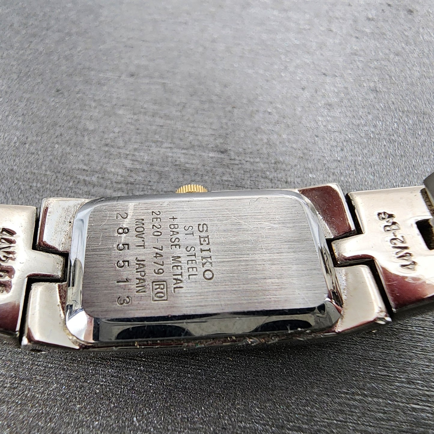 Seiko Tank Watch Women 13mm Blue Dial two Tone Rectangle 2e207479 New Battery9