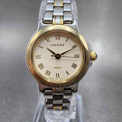 Seiko Lucent Watch Women 22mm Cream Dial Two Tone 1f21-0g80 New Battery