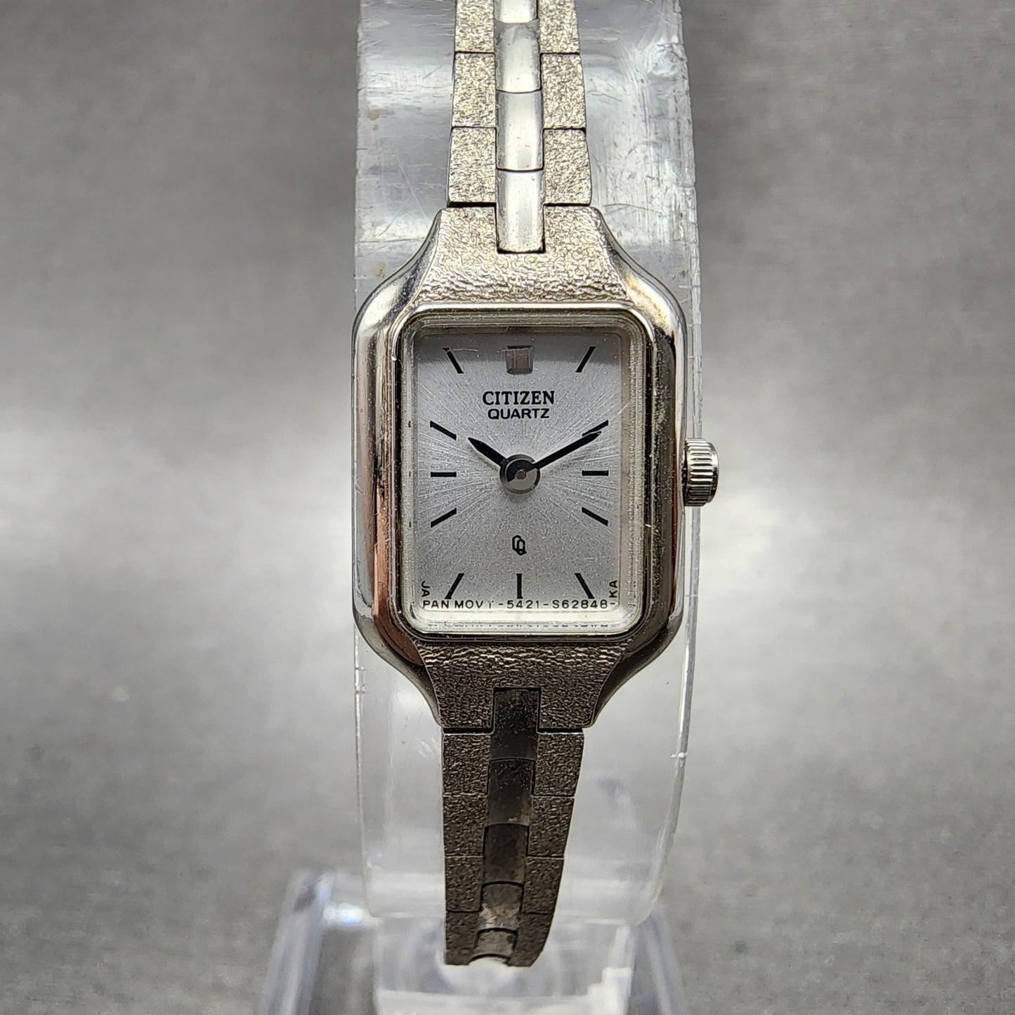 Citizen CQ Watch Women 13mm Silver Dial Silver Tone Rectangle New Battery VTG0