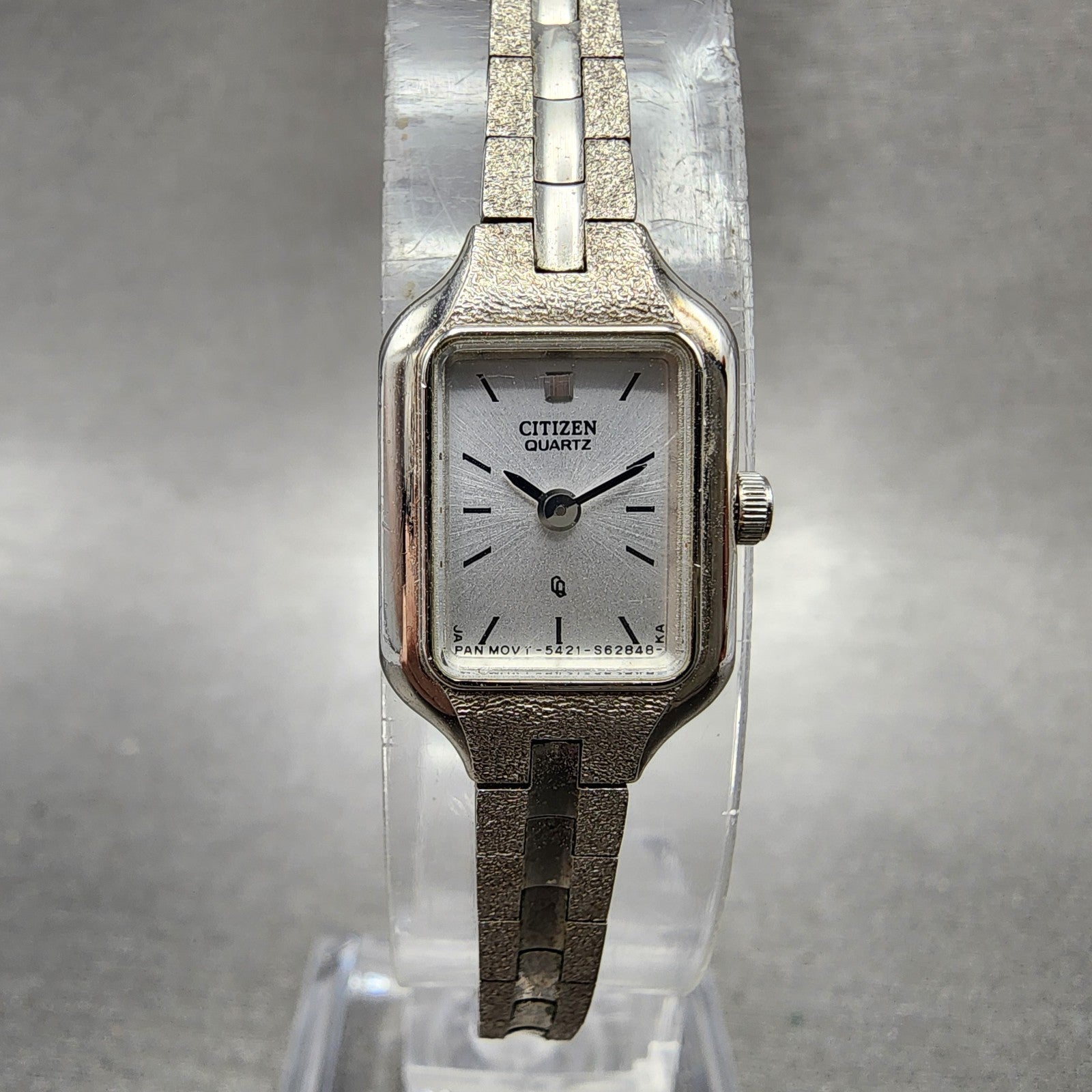 Citizen CQ Watch Women 13mm Silver Dial Silver Tone Rectangle New Battery VTG0