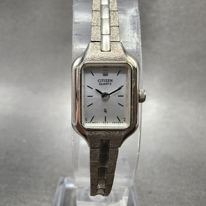 Citizen CQ Watch Women 13mm Silver Dial Silver Tone Rectangle New Battery VTG0