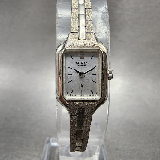Citizen CQ Watch Women 13mm Silver Dial Silver Tone Rectangle New Battery VTG0