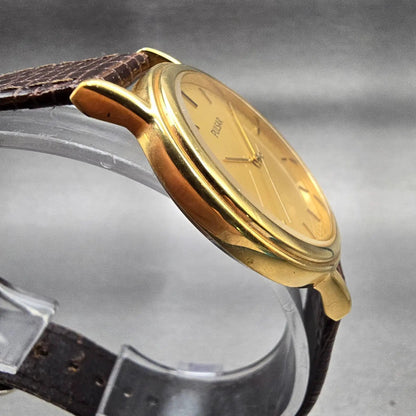 Seiko Pulsar Watch Men 34mm Gold Dial Gold Tone Round V501-X024 New Battery VTG3