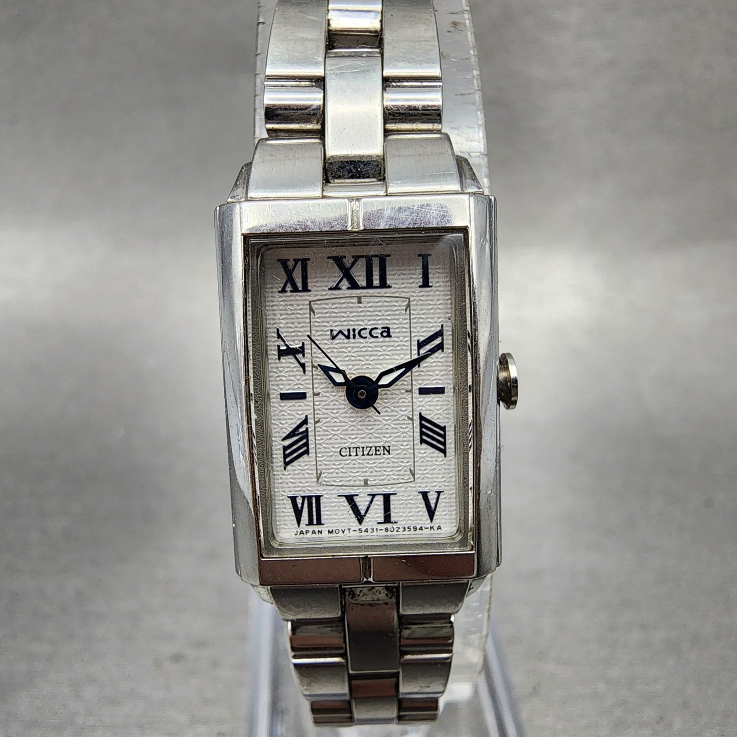 Citizen Wicca Tank Watch Women 16mm White Dial Silver Tone 5431S0112384 NewBat0