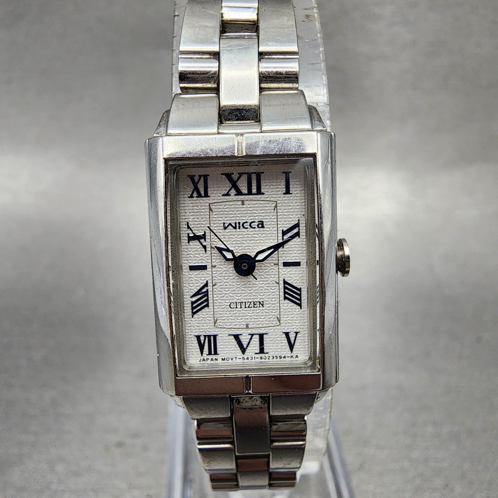 Citizen Wicca Tank Watch Women 16mm White Dial Silver Tone 5431S0112384 NewBat0